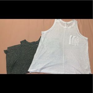 Sleeveless, breathable, white and grey shirts.